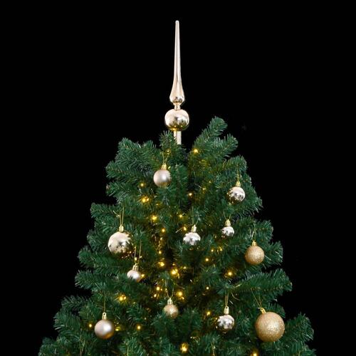 Kunstigt juletræ 300 LED'er og kuglesæt hængslet 210 cm