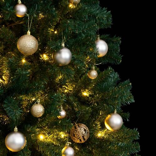 Kunstigt juletræ 300 LED'er og kuglesæt hængslet 210 cm