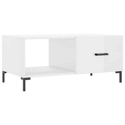 Sofabord 90x50x40 cm konstrueret træ hvid højglans