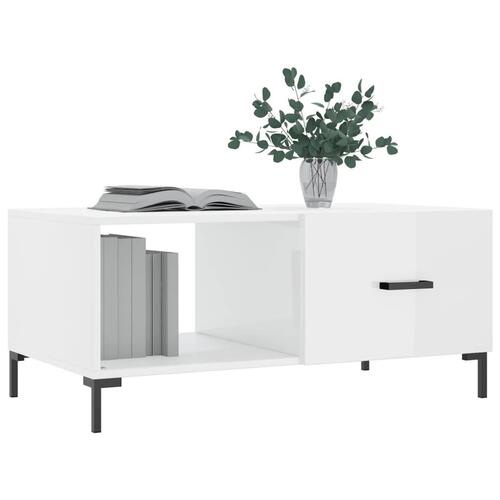 Sofabord 90x50x40 cm konstrueret træ hvid højglans