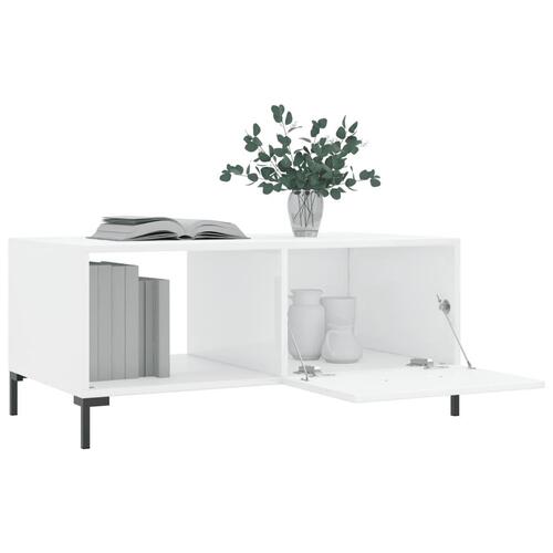 Sofabord 90x50x40 cm konstrueret træ hvid højglans