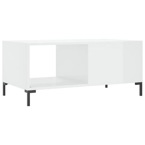 Sofabord 90x50x40 cm konstrueret træ hvid højglans
