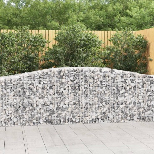 Buet gabionkurv 400 × 50 × 80/100 cm - galvaniseret jern