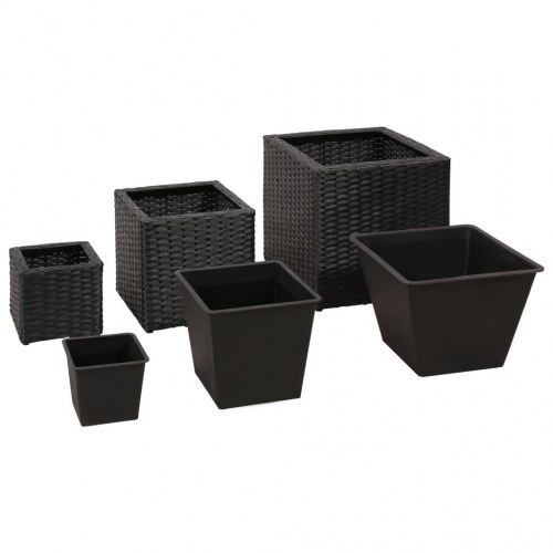 Plantekasser 3 stk. polyrattan sort