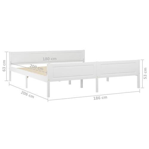 Sengestel 180x200 cm massivt fyrretræ hvid