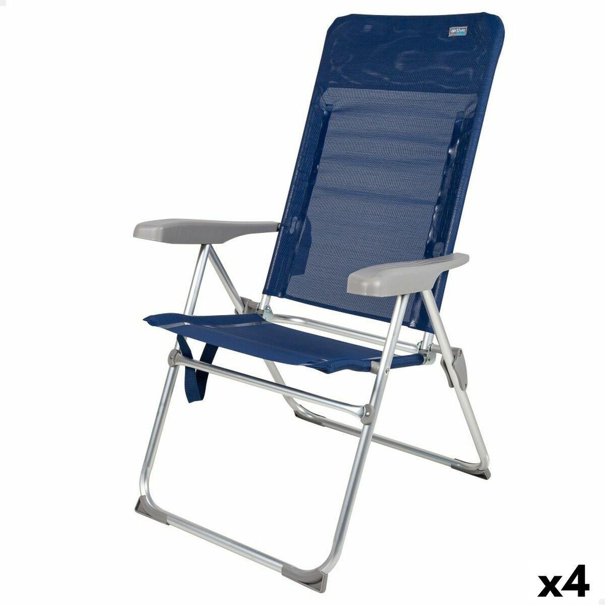 Strandstol Aktive Slim Foldbar Marineblå 47 x 107 x 66 cm (4 enheder)