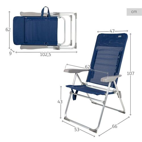 Strandstol Aktive Slim Foldbar Marineblå 47 x 107 x 66 cm (4 enheder)