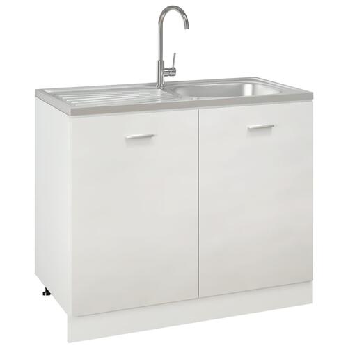 Køkkenvask med afløbssæt 1000x500x155 mm rustfrit stål sølv