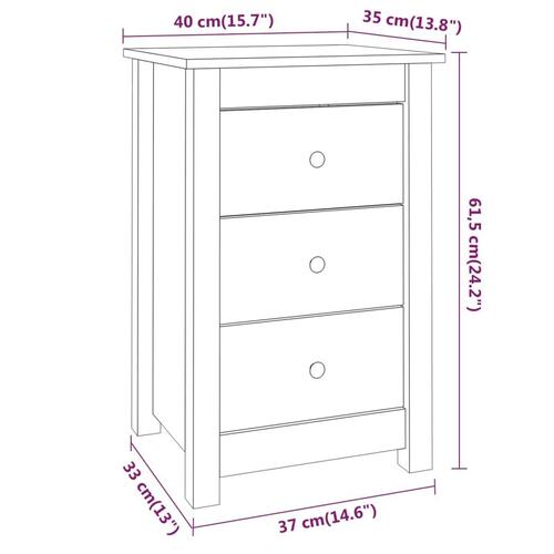 Sengebord 40x35x61,5 cm massivt fyrretræ