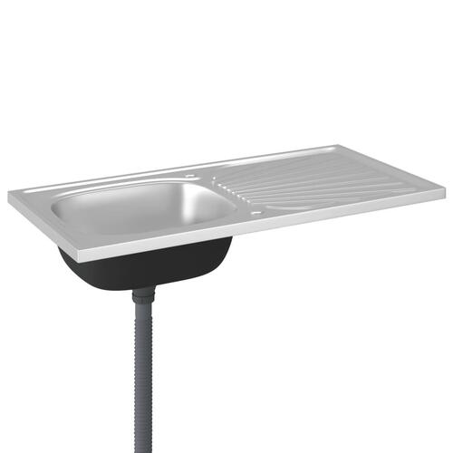 Køkkenvask med afløbssæt 1000x500x155 mm rustfrit stål sølv