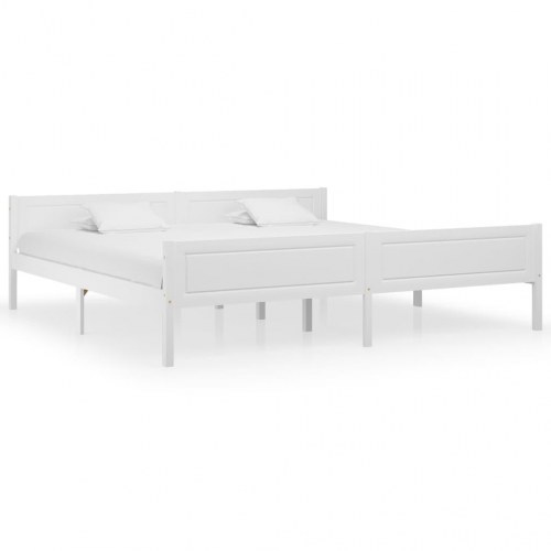 Sengeramme i massivt fyrretræ 200x200 cm - hvid
