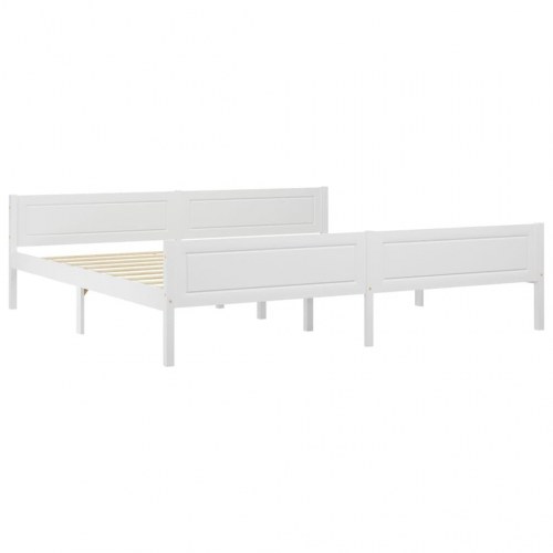 Sengeramme i massivt fyrretræ 200x200 cm - hvid