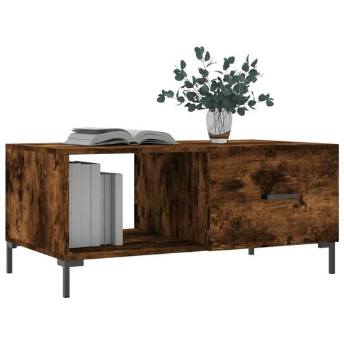 Sofabord 90x50x40 cm konstrueret træ røget egetræsfarve