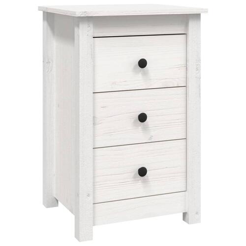 Sengebord 40x35x61,5 cm massivt fyrretræ hvid