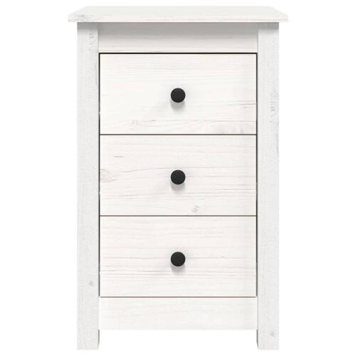Sengebord 40x35x61,5 cm massivt fyrretræ hvid