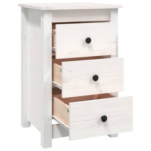 Sengebord 40x35x61,5 cm massivt fyrretræ hvid