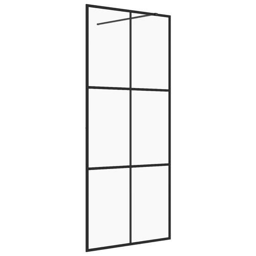 Brusevæg 80x195 cm klart sikkerhedsglas sort