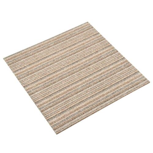 Tæppefliser 20 stk. 5 m² 50x50 cm stribet beige