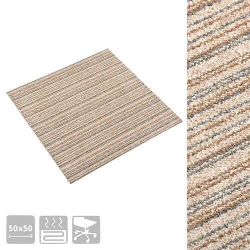 Tæppefliser 20 stk. 5 m² 50x50 cm stribet beige