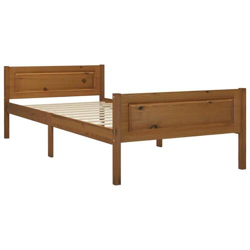 Sengestel 90x200 cm massivt fyrretræ gyldenbrun