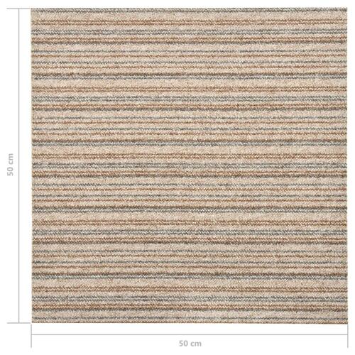 Tæppefliser 20 stk. 5 m² 50x50 cm stribet beige