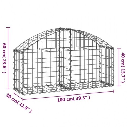 Buet gabionkurv 100×30×40/60 cm - galvaniseret jern