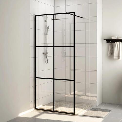 Brusevæg 90x195 cm klart sikkerhedsglas sort