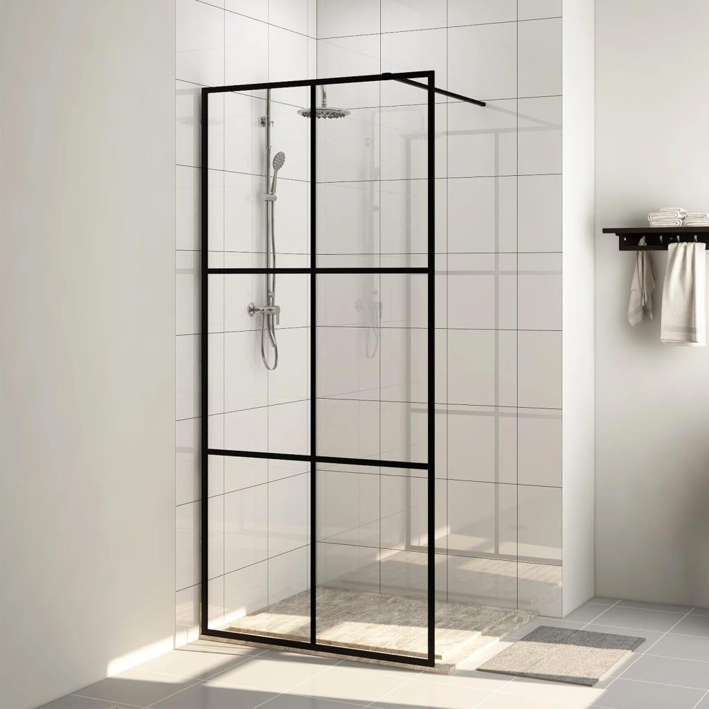Brusevæg 90x195 cm klart sikkerhedsglas sort
