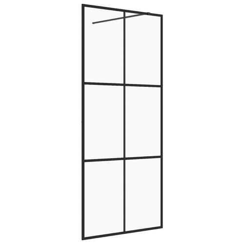 Brusevæg 90x195 cm klart sikkerhedsglas sort