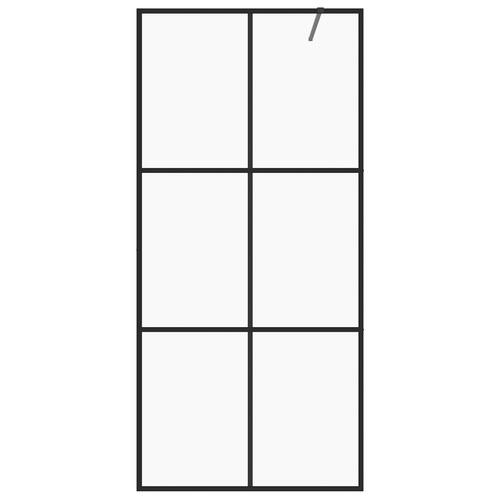 Brusevæg 90x195 cm klart sikkerhedsglas sort