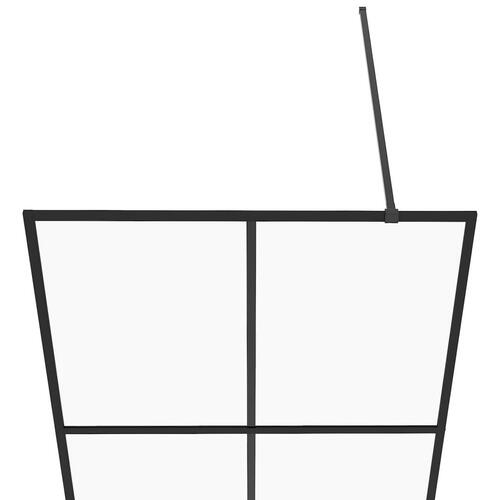 Brusevæg 90x195 cm klart sikkerhedsglas sort