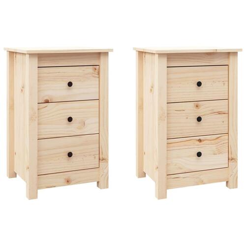 Sengeborde 2 stk. 40x35x61,5 cm massivt fyrretræ