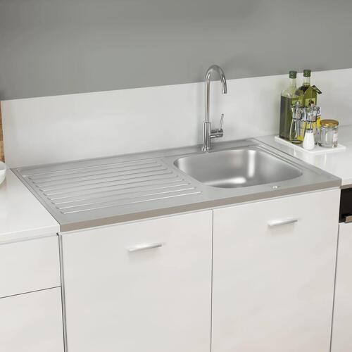 Køkkenvask med afløbssæt 1000x600x155 mm rustfrit stål sølv