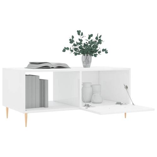 Sofabord 90x50x40 cm konstrueret træ hvid højglans