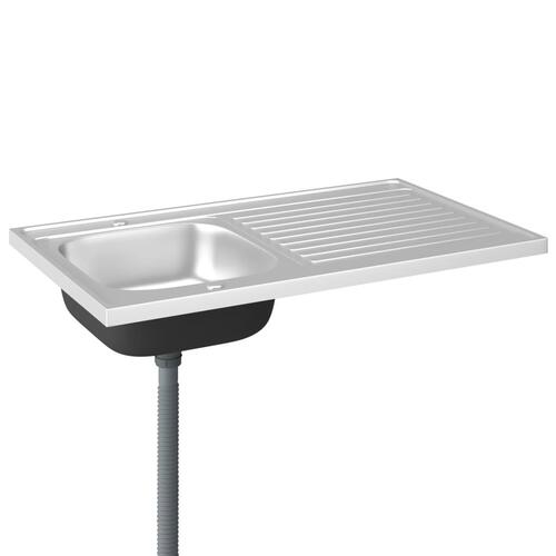 Køkkenvask med afløbssæt 1000x600x155 mm rustfrit stål sølv