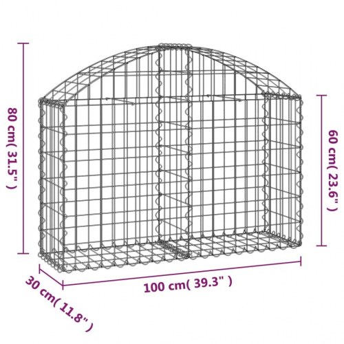 Buet gabionkurv 100x30x60/80 cm galvaniseret jern