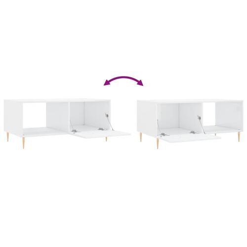 Sofabord 90x50x40 cm konstrueret træ hvid højglans