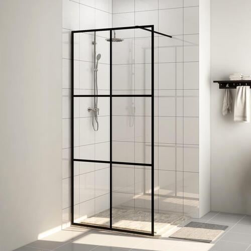 Brusevæg 100x195 cm klart sikkerhedsglas sort
