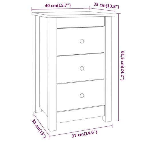 Sengeborde 2 stk. 40x35x61,5 cm massivt fyrretræ