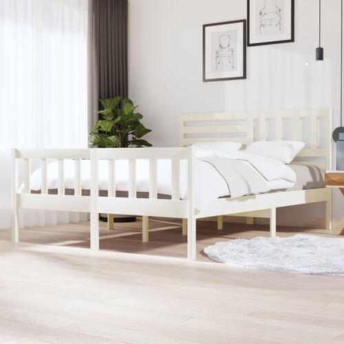 Sengeramme 160x200 cm massivt træ hvid