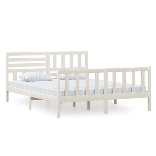 Sengeramme 160x200 cm massivt træ hvid