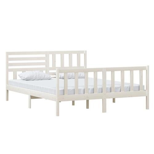 Sengeramme 160x200 cm massivt træ hvid