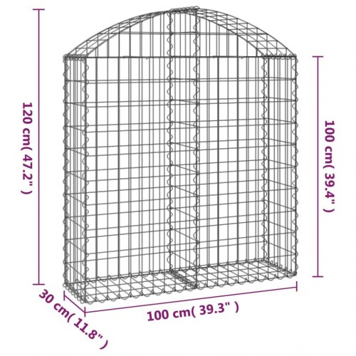 Buet gabionkurv 100×30×100/120 cm - galvaniseret jern
