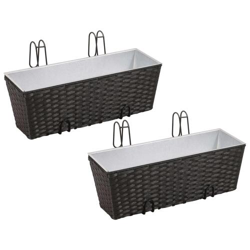 Plantekasse til altan 2 stk. 50 cm sort