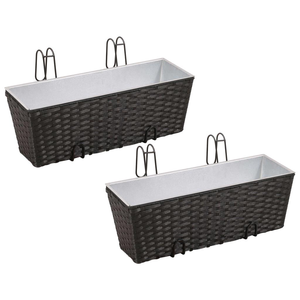Plantekasse til altan 2 stk. 50 cm sort