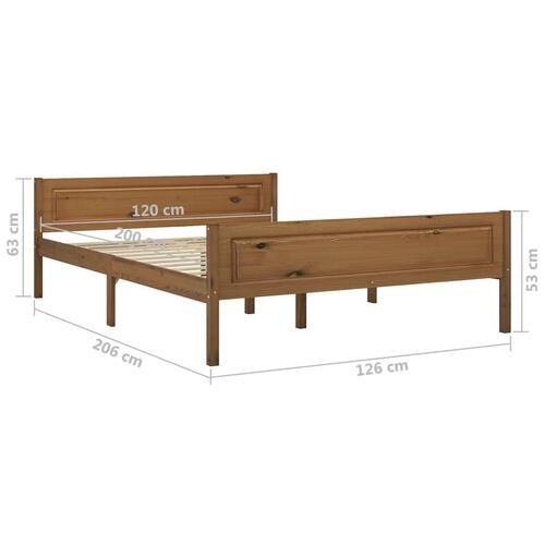 Sengestel 120x200 cm massivt fyrretræ gyldenbrun