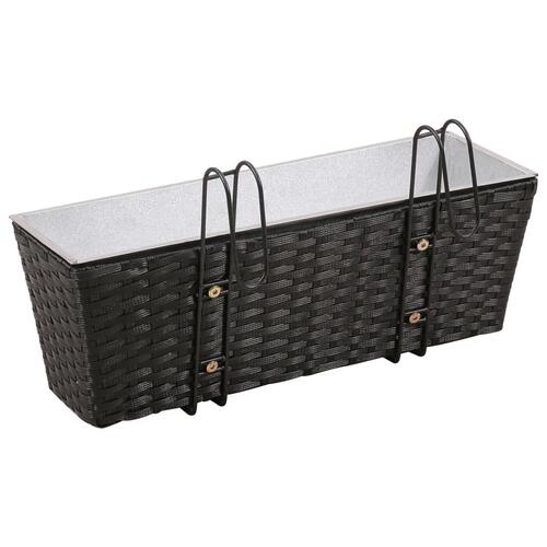 Plantekasse til altan 2 stk. 50 cm sort