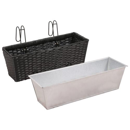 Plantekasse til altan 2 stk. 50 cm sort