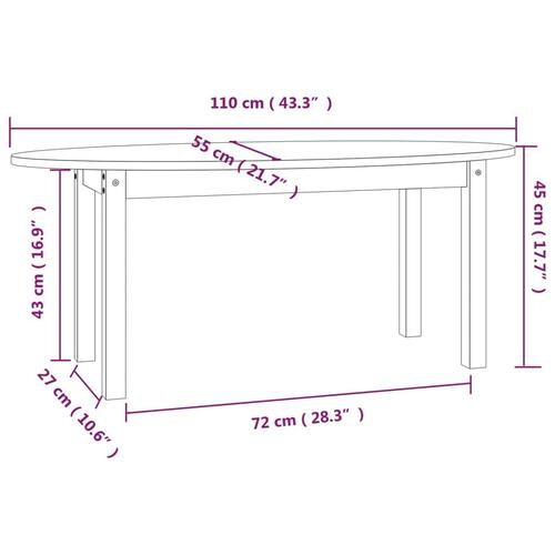 Sofabord 110x55x45 cm massivt fyrretræ