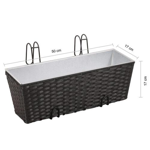 Plantekasse til altan 2 stk. 50 cm sort